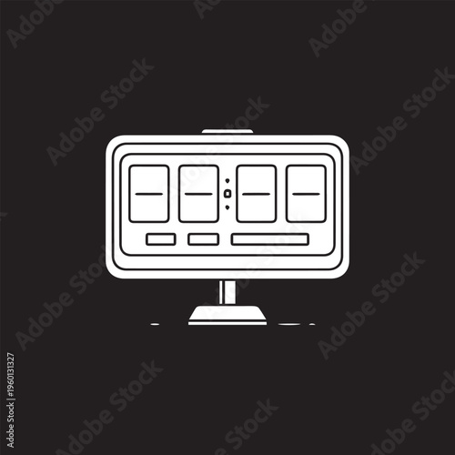 Minimalist digital scoreboard icon with bold outline and numeric display