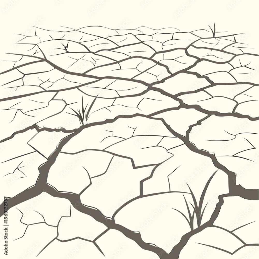 Obraz premium A cracked earth surface with several deep cracks