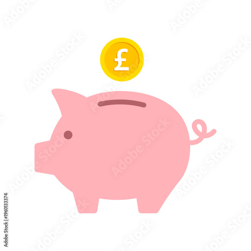 Piggy bank icon with Pound coin