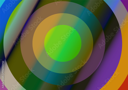 Vibrant concentric circles in bold purple,red, yellow and orange  and orange form an abstract target-like composition, evoking playful, retro and psychedelic pop-art energ