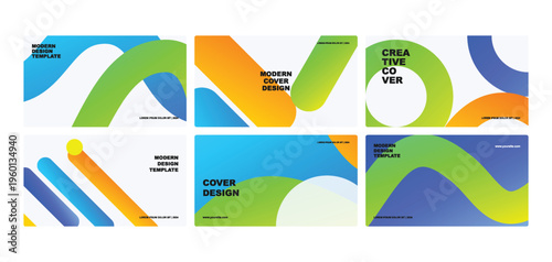 Collection of vibrant colorful abstract liquid wave backgrounds. Modern fluid geometric vector templates for creative banner, poster, and web layout.