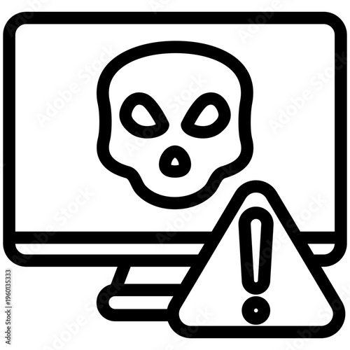 Ransomware Outline Icon. Mini Illustration For Modern Concept, Ui, Ux Web And App Development. Related To Cyber Security, Data Protection.