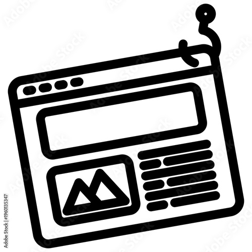 Phishing Outline Icon. Mini Illustration For Modern Concept, Ui, Ux Web And App Development. Related To Cyber Security, Data Protection.