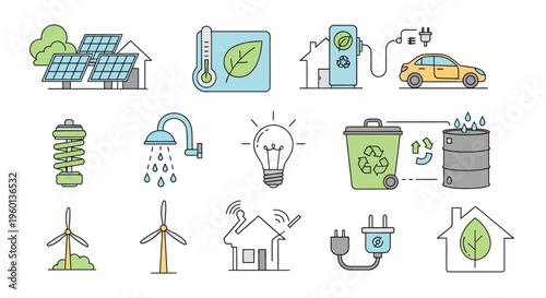 Eco friendly icons on white background.