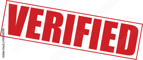 Red verified stamp with bold letters