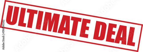 Red ultimate deal stamp on with bold letters