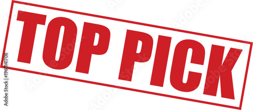 Red top pick stamp with bold text