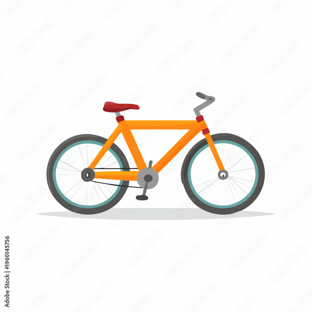 Fototapeta premium Orange bicycle illustration against a white background, isolated transportation
