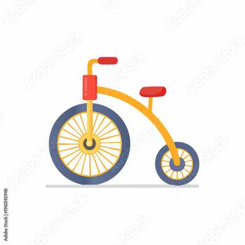 Cartoon-style tricycle illustration. Single small toy bike, isolated.