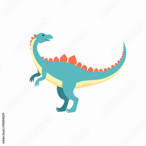 Cartoon dinosaur with long neck and spiky back illustration