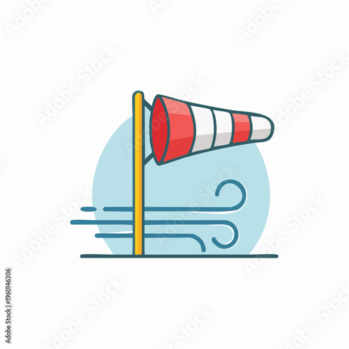 Cartoon windsock blowing in the wind vector illustration