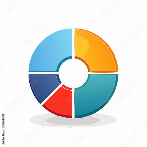 Colorful business data pie chart graphic with four parts and shadow. Free Download Colorful business data pie chart graphic with four parts and shadow. - GFXLoad