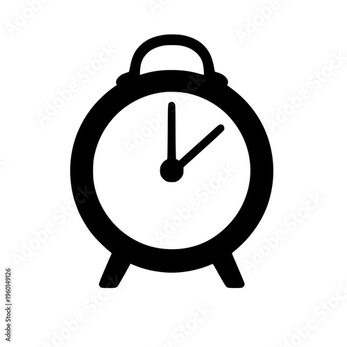 Bedside alarm clock black white icon
