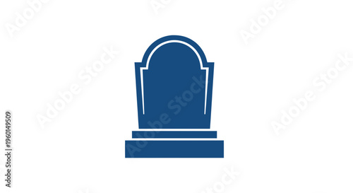 Blue Gravestone Icon on White Background - Death and Remembrance Symbol
