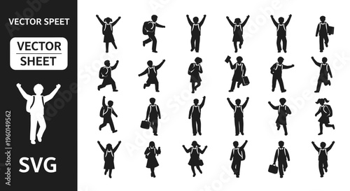 Diverse Student Silhouettes: Back to School, Education, and Youth Activities