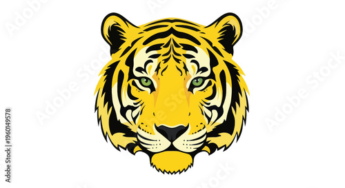 Fierce Tiger Face Illustration, Majestic Big Cat, Wild Animal Portrait