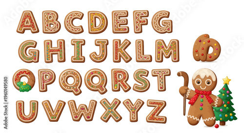 Gingerbread Alphabet Letters and Christmas Characters