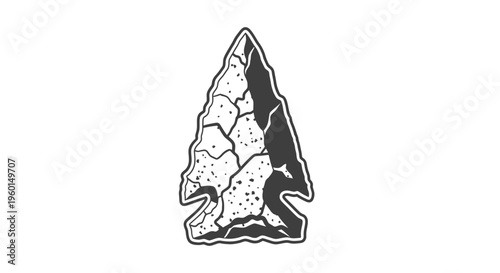 Vintage Flint Arrowhead Illustration - Ancient Stone Tool