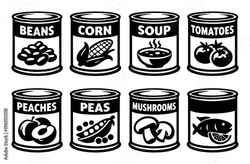 Various canned foods providing sustenance for home cooking, emergency preparedness, and long-term storage, showing food preservation