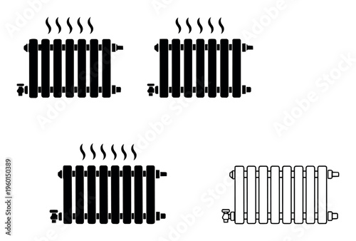 Set of radiators illustrating heating system concepts, comfort, and temperature control for home or office