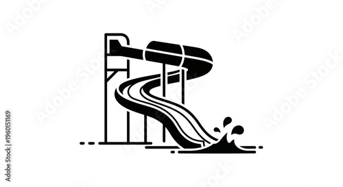Water Slide Icon - Fun Summer Activity and Amusement Park Element