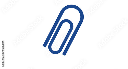 Blue paperclip on white background, office supply, stationery, isolated object