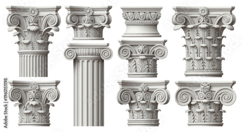 Ancient Greek Corinthian Column Capitals Collection