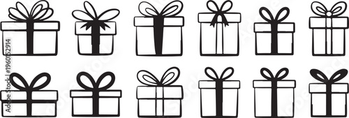 gift illustration clipart black and white box designs