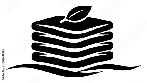 Lasagna icon showing a layered pasta dish with a leaf on top, representing Italian food culture and gourmet cooking