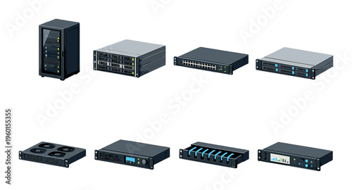 Rack servers and network equipment shown on dark gradient background