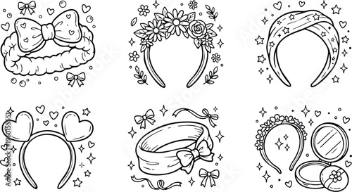 Cute hair accessories with bows hearts flowers and mirror