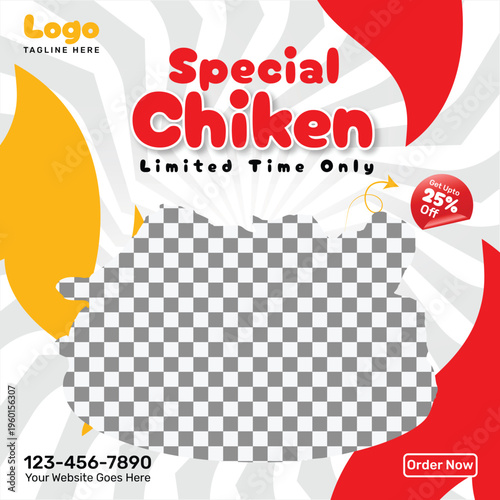 Special Chicken Social Media Post Template | Restaurant Food Promotion Banner for Instagram & Facebook