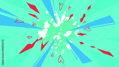 2D FX Animated Slash Energy Transitions – Cartoon Game Smoke Explosion & Shape Splash FX Overlay on Green Background – 4K