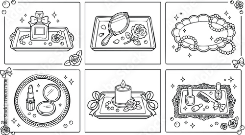 Cosmetic and vanity items with roses and bows