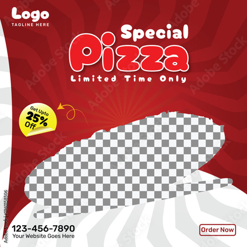 Special Pizza Social Media Post Template | Fast Food Restaurant Promotion Banner for Instagram & Facebook