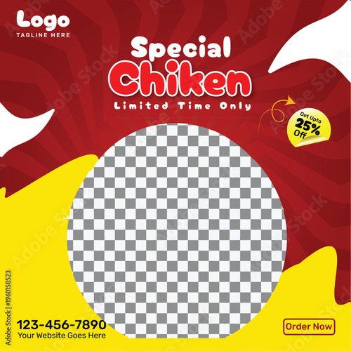 Special Chicken Social Media Post Template | Restaurant Food Promotion Banner for Instagram & Facebook