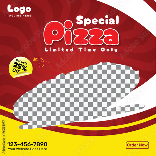 Special Pizza Social Media Post Template | Fast Food Restaurant Promotion Banner for Instagram & Facebook