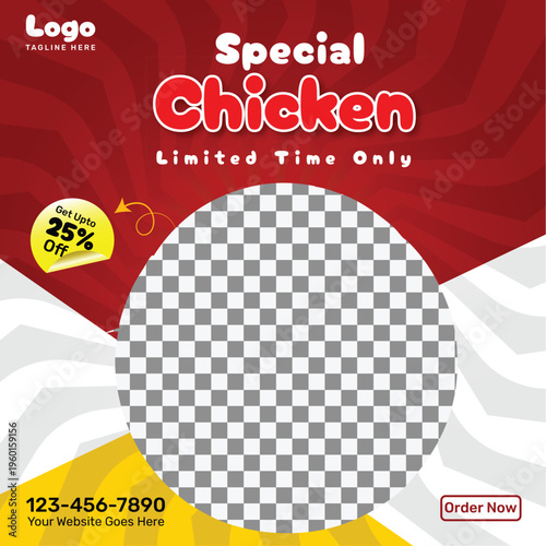 Special Chicken Social Media Post Template | Restaurant Food Promotion Banner for Instagram & Facebook