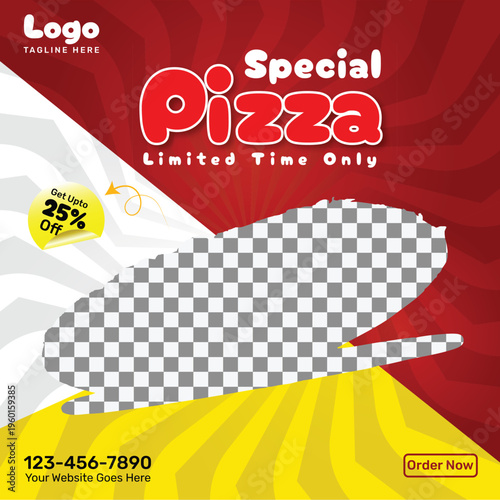 Special Pizza Social Media Post Template | Fast Food Restaurant Promotion Banner for Instagram & Facebook