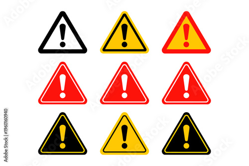 Free Download Collection of warning signs with exclamation marks in various colors - GFXLoad