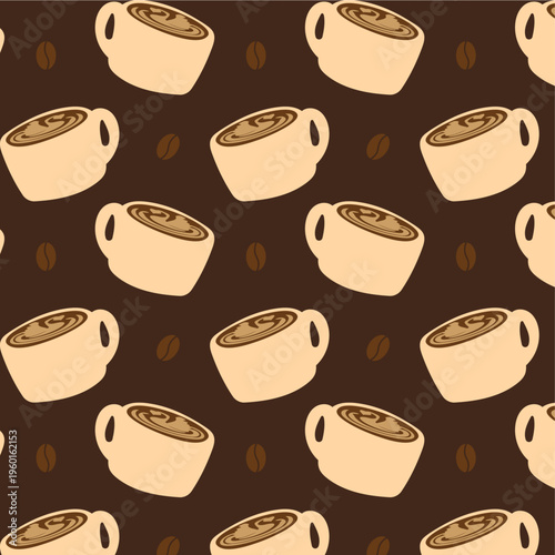 Coffee Cup and Coffee Beans pattern