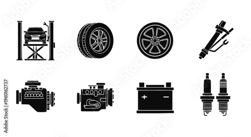 Vector illustration of set of car repair service icons