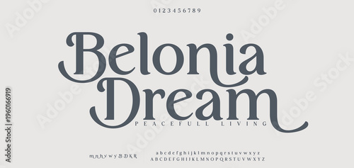 Belonia Dream Elegant alphabet letters font and number. Classic Lettering Minimal Fashion Designs. Typography modern serif fonts regular decorative vintage concept. vector illustration
