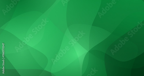 Vibrant green abstract background with flowing wavy shapes and soft layers.