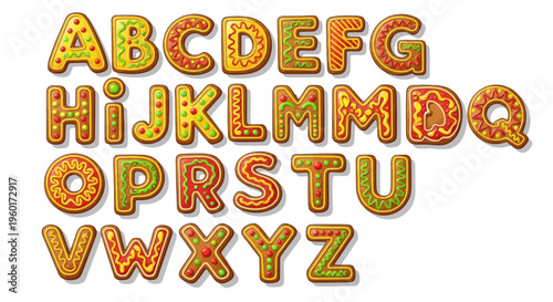 Alphabet Cookies, Gingerbread Letters, Decorated ABCs, Sweet Font, Baking Fun