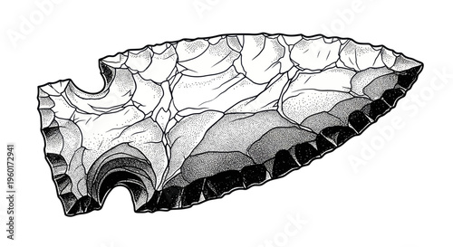 Ancient Flint Arrowhead, Stone Age Tool, Primitive Weapon, Archaeological Artifact