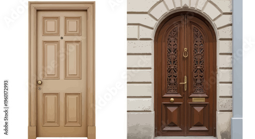 Classic Wooden Doors: Traditional Entryway vs. Ornate Entrance