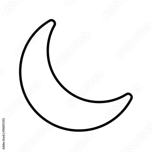 Crescent moon icon representing night, sleep, and astronomy. Suitable for dark mode, weather, and nighttime themes.