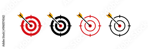 Set of Target and Arrow Icons for Success and Goal Achievement