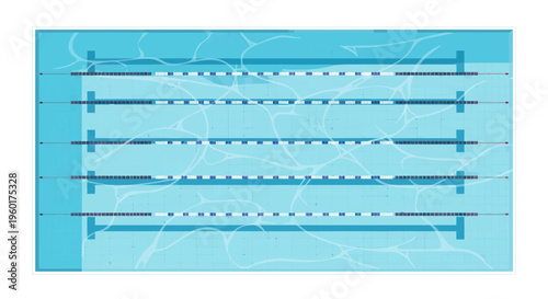 Top View Of Empty Swimming Pool With Lanes and Water Reflections